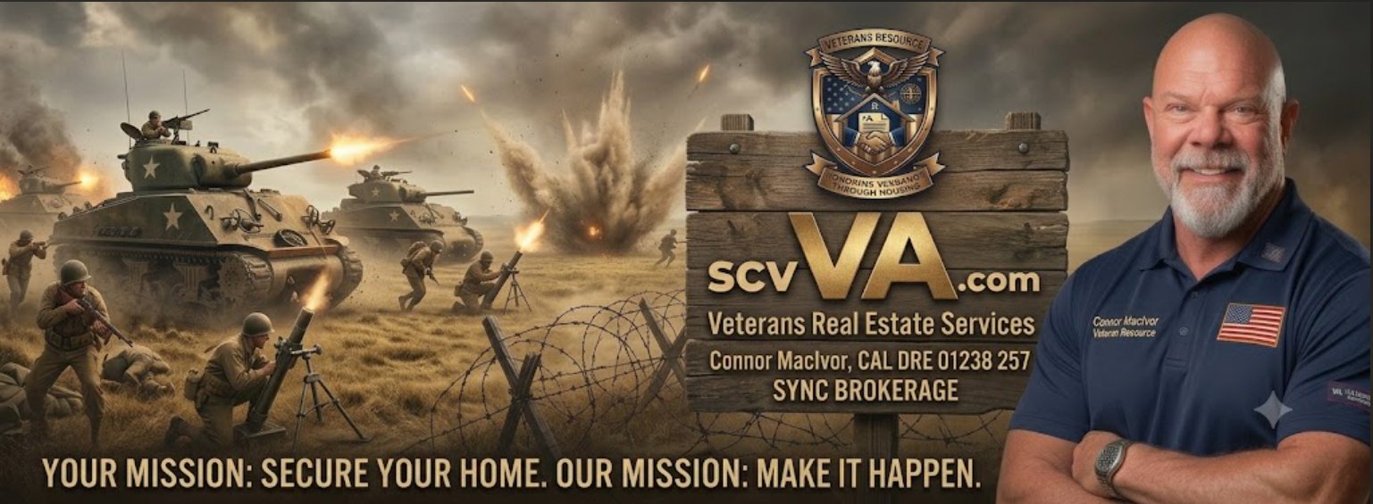 SCVVA.com — Veterans Real Estate Services. Connor MacIvor, Sync Brokerage. Your mission: secure your home. Our mission: make it happen.